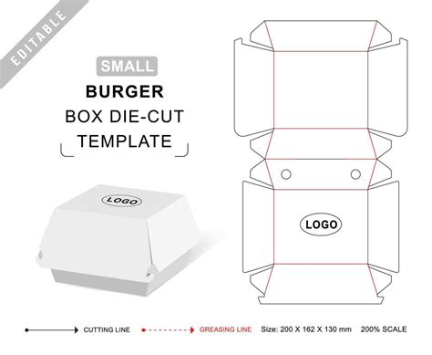 burger box die cut clipart